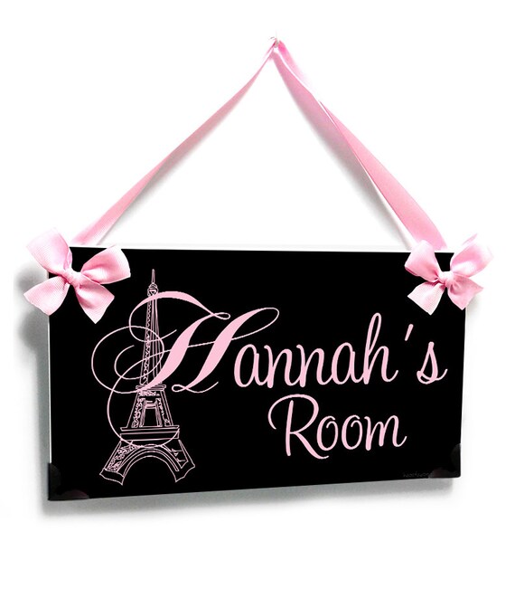 Paris Inspired Black And Light Pink Personalized Plaque Eiffel Tower Elegant Girls French Themed Door Sign P2392 Christmas Gift