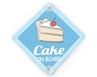 Cake on Board car sign - Wedding Cake Bakery Shop blue car sign suction cups  - TO61C