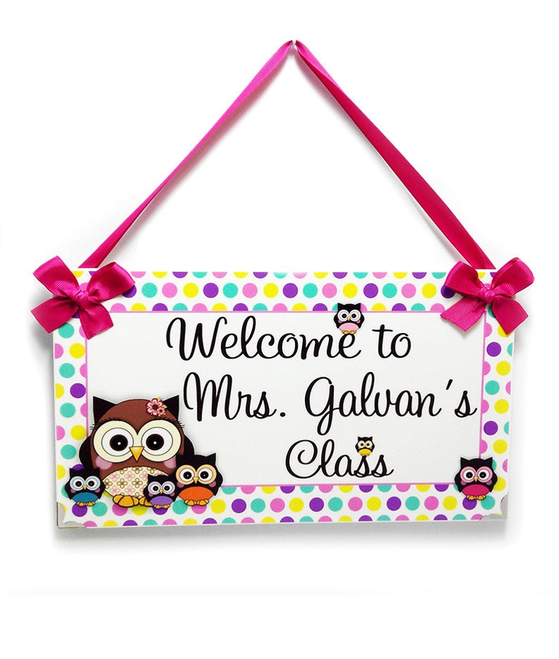 Personalized to Class Teacher Door Sign Owls Themed Etsy