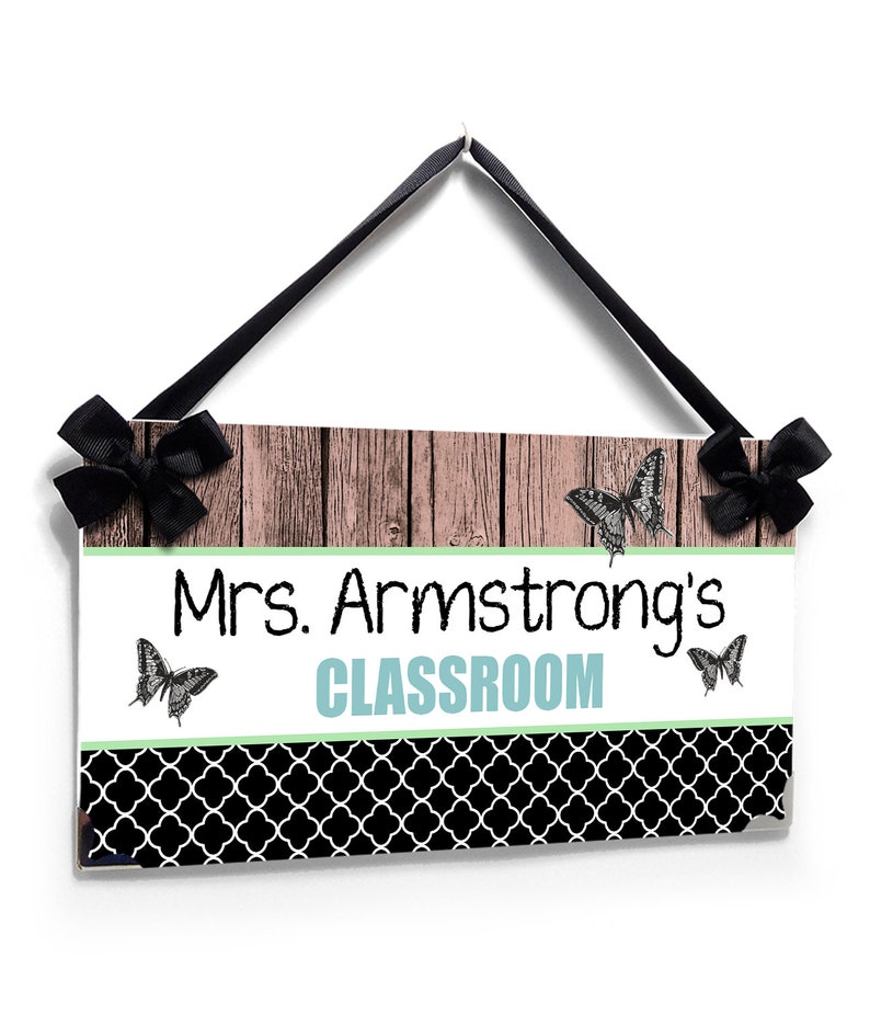 Personalizable Black and White Butteflies Theme Teacher Classroom decor PP79