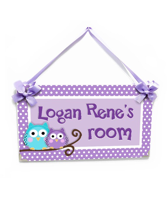 Owls In A Branch Bedroom Decor Purple And Teal Girls Door Signs Room Decor P398