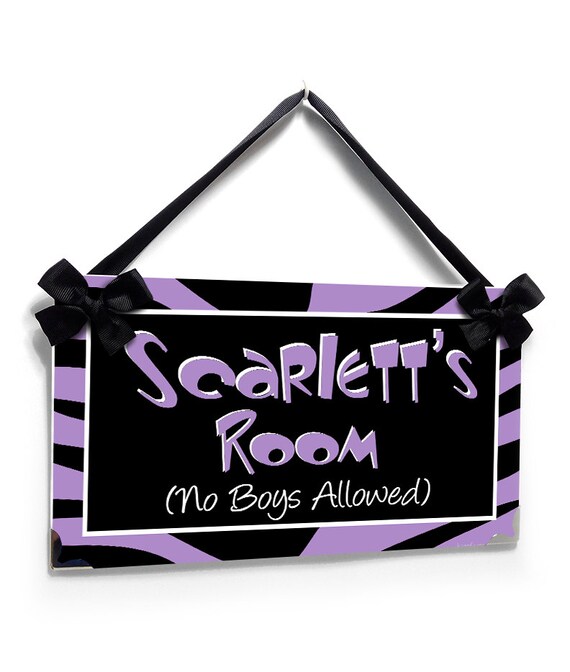 Girls Room No Boys Allowed Tennagers Bedroom Door Sign Purple And Black Zebra Print All Colors Available P2385 Christmas Gift