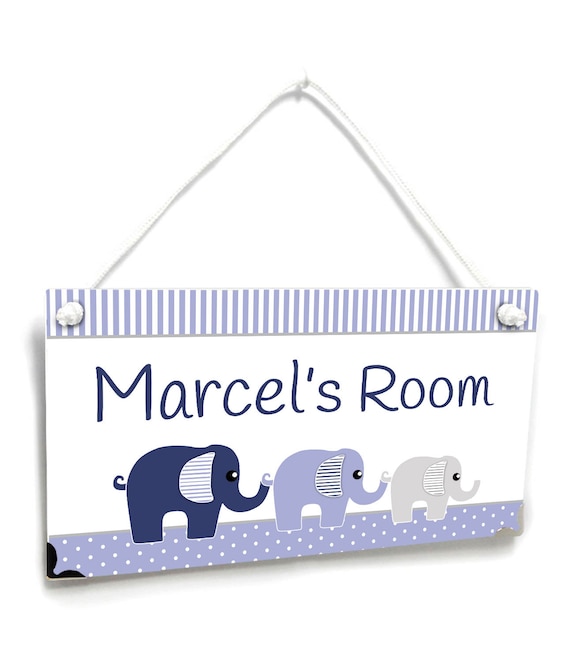 P2519 personalized baby boy bedroom door sign elephant and chevron boys nursery decor grey accents decor