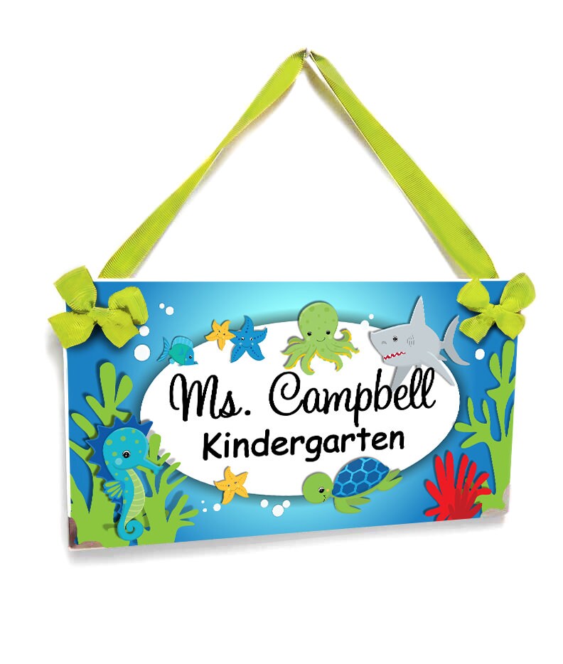 Custom Ocean Themed Teachers Kindergarten Door Sign Sea Etsy