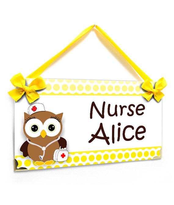 Personalized Owl School Nurse Office Yellow Hanging Door Sign Health Medical Plaque P2672 New Year Gift