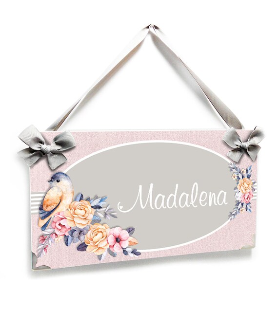 Personalized Baby Girl Bedroom Door Sign Pink And Grey Little Bird Theme Theme Pk2 Christmas Gift