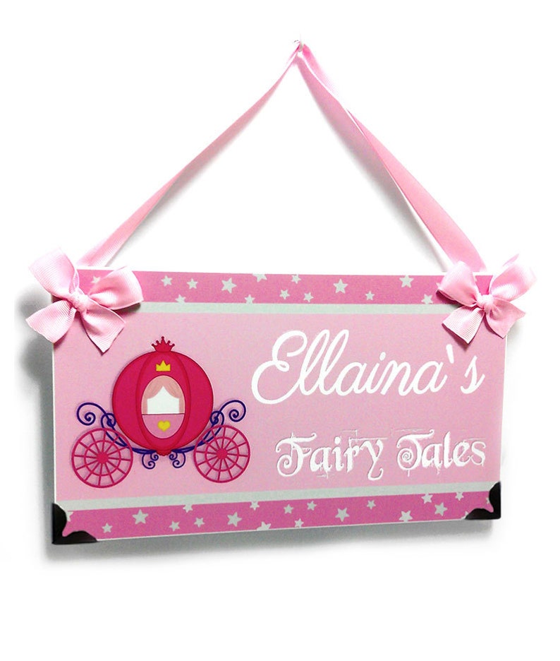 pink princess carriage themed name door sign P2300 girls bedroom nursery decor name plaque