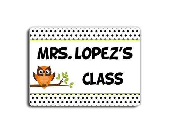 Personalized Orange Owl Theme Teacher Classroom Door Sign Etsy