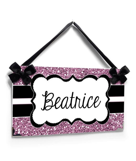 Personalized Girls Name Bedroom Door Sign Plum And Pink Glitter Inspired Theme P2581