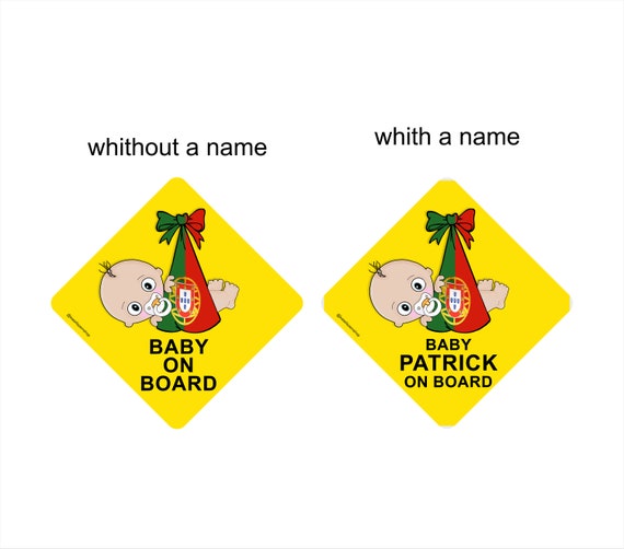 Baby Girl Yellow with Portuguese Flag Customized Baby on Board Car Stickers Baby Girl Yellow with Portuguese Flag Customized Baby on Board Car Stickers