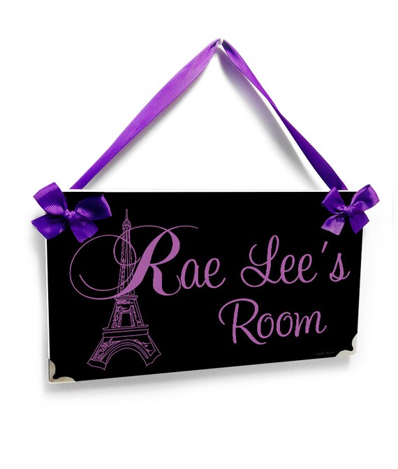 Paris Inspired Purple And Black Personalized Plaque Eiffel Tower Elegant Girls French Themed Door Sign P2396 Christmas Gift