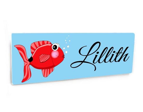 Customizable Kids Room Decor Name Sign Sea Theme With Red Fish Nm166 Christmas Gift