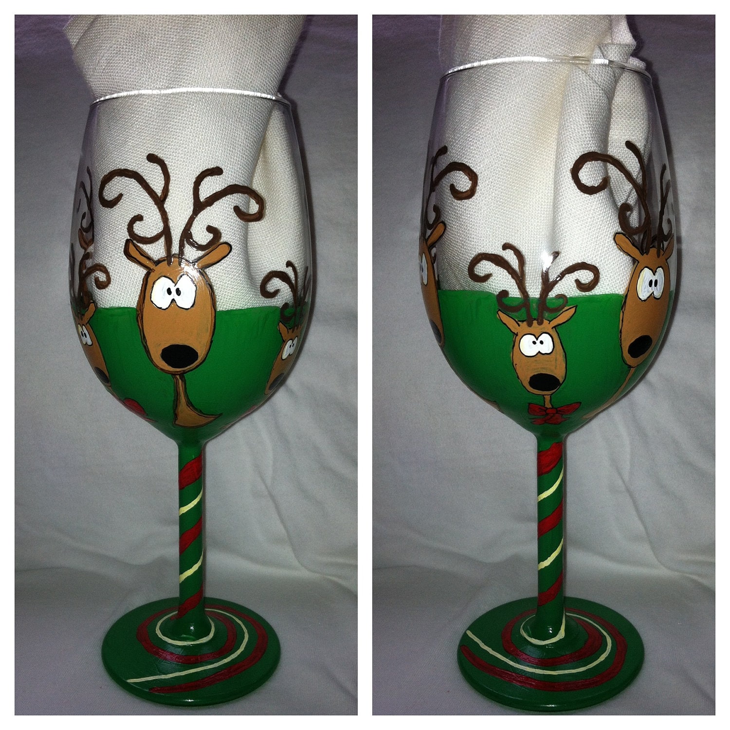 Holiday Hand Painted Wine Glasses Set of Four Etsy