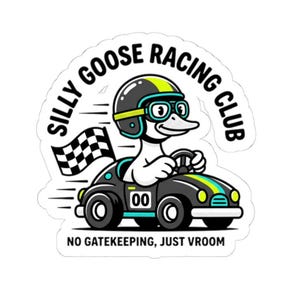 Silly Goose Racing Club Sticker | Racing, Checkered Pit Crew Vinyl Kiss-Cut