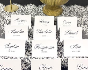Simple Wedding Place Cards printed with personalized names: rehearsal dinner, wedding, shower party PC106A