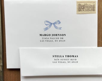 Blue Bow Wedding Invitation Envelope Printing - add on, A155