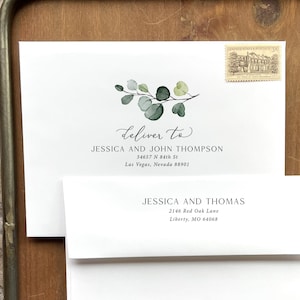 Eucalyptus Guest and Return Address Envelope Printing - with purchase of our invitations only, A106