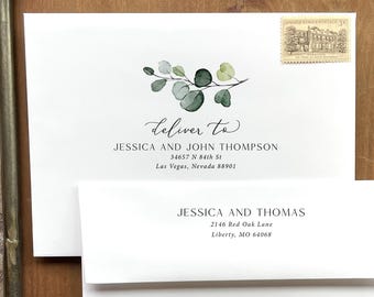 Eucalyptus Guest and Return Address Envelope Printing - with purchase of our invitations only, A106