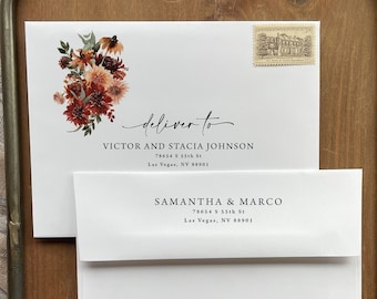 Terracotta Guest and Return Address Envelope Printing - with purchase of our invitations only, A111