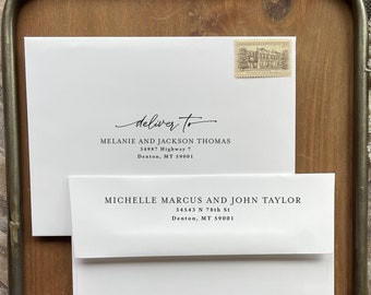 Modern Guest Address and Return Address Envelope Printing - add on, with purchase of our invitations only, A107