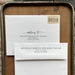 Modern Guest Address and Return Address Envelope Printing - add on, with purchase of our invitations only, A107