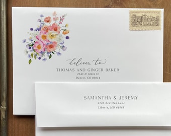 Wildflower Guest Address and Return Address Envelope Printing - with our invitations only, A112