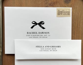 Black Bow Wedding Invitation Envelope Printing - add on, with purchase of our invitations, A108