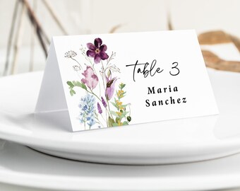 Wildflower Place Cards printed, place cards with names, wedding place cards, elegant wedding, country wedding, greenery, outdoor, PC103