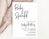 Black and White Baby Sprinkle Invitation, Printed, With Envelopes, black and white, baby sprinkle, simple invitation, sprinkle invitation Il_170x135