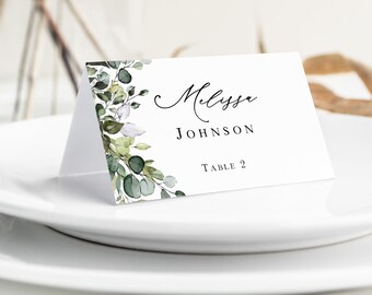 Elegant Place Cards printed, place cards with names, wedding place cards, elegant wedding, eucalyptus, greenery, outdoor, PC102