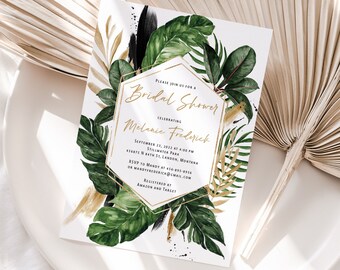 Tropical Bridal Shower Invitations Printed, With Envelopes, destination bridal shower, Hawaii bridal shower, wedding shower, B104