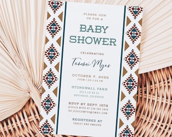 Western Baby Shower Invite Printed, with envelopes, boho baby shower, baby boy or baby girl, gender neutral, BB119