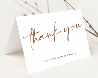 Rust Wedding Thank You Cards Printed, with envelopes, personalized folded thank you cards, rust wedding, boho wedding, T137