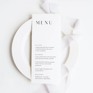 Simple Wedding Menu Printed, wedding reception, boho rustic wedding, black and white, rehearsal dinner, M111