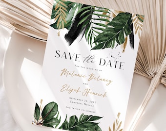 Destination Save the Date Card printed, with envelopes, tropical save the date, wedding announcement, printed card, S106