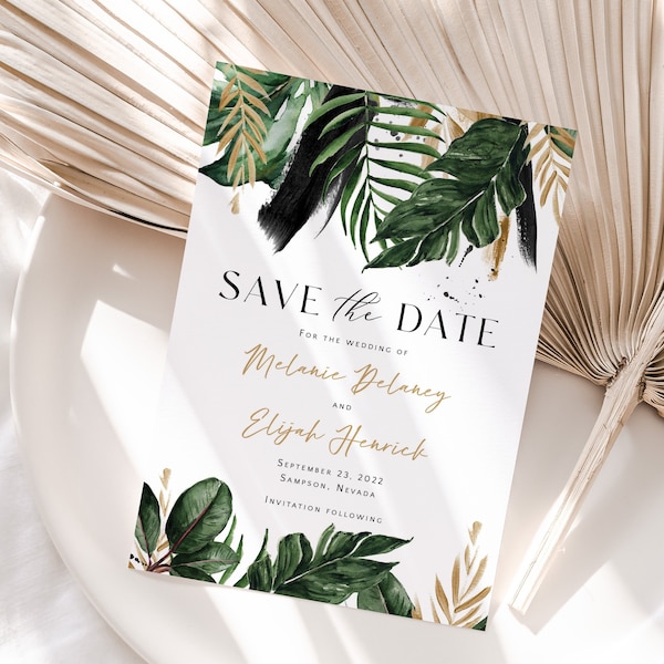 Destination Save the Date Card printed, with envelopes, tropical save the date, wedding announcement, printed card, S106