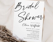 Simple Bridal Shower Invitations, Printed, With Envelopes, modern bridal shower, minimal bridal shower, black and white bridal shower, B109 Il_170x135
