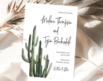 Cactus Save the Date printed, with envelopes, desert save the date, Arizona wedding, Arizona save the date, boho wedding, desert, S132