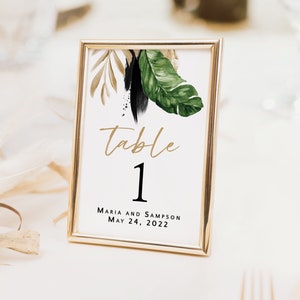 Tropical Table Numbers Printed, 5x7 table numbers, 4x6 table numbers, printed table numbers, destination wedding, Hawaii wedding, TN109