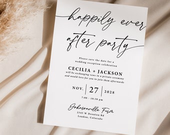 Wedding Reception Save the Date Printed, With Envelopes, happily ever after party, private ceremony, S116