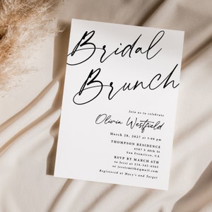 Modern Bridal Brunch Invitations Printed, With Envelopes, black and white bridal brunch, simple bridal brunch, minimal invite, B102