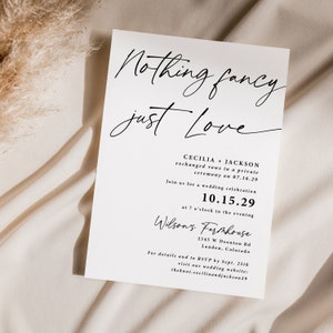 Nothing Fancy Just Love Invitation printed, wedding reception invitation, printed invitations, simple invite, wedding celebration, W108
