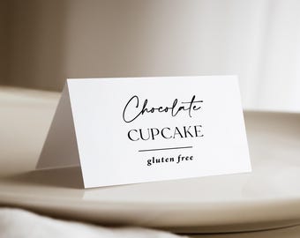 Personalized Buffet Food Cards Printed: Folding Labels for Weddings, Dessert Tables or Receptions PC214