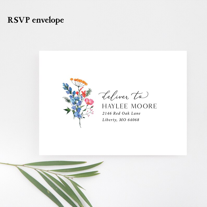 Wildflower Guest and Return Address Envelope Printing - with purchase of our invitations only, A105 afbeelding 7
