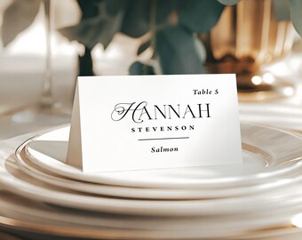 Place Cards with Meal Choice and table number: personalized names, wedding shower dinner PC212