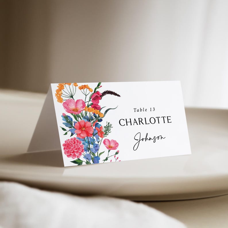 Wildflowers Thank You Card Printed, wedding or bridal shower, Personalized, folded with Envelopes, T125 画像 10