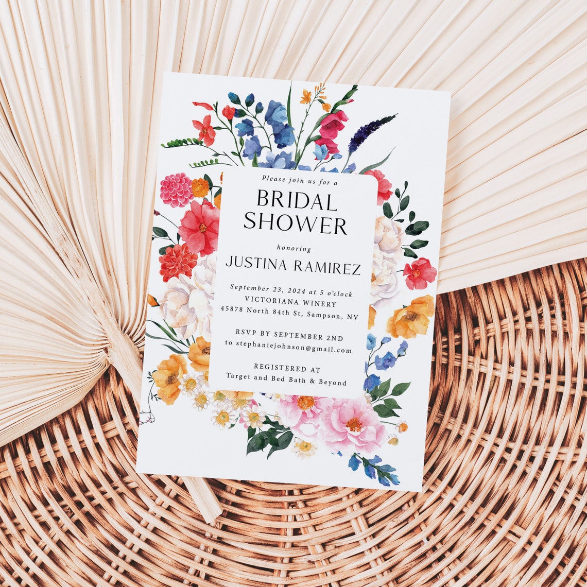Wildflower Bridal Shower Invitations Printed With Envelopes Etsy