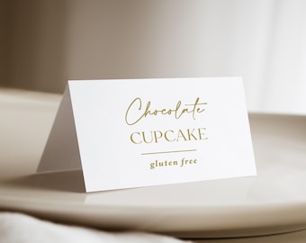 Gold Buffet Food Cards Printed: Tented Wedding Labels, Personalized Dessert Tables or Reception PC220