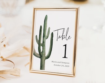 Cactus Table Numbers Printed, 5x7 table numbers, 4x6 table numbers, printed table numbers, desert wedding, cactus wedding, TN102