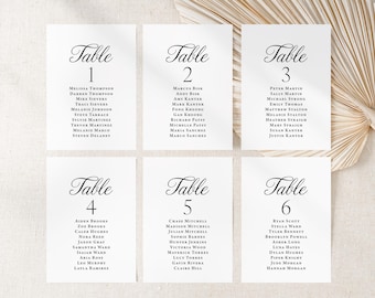 Wedding Seating Chart Cards Printed, Simple Modern Reception Table Assignments, Minimalist Wedding Decor, SC106